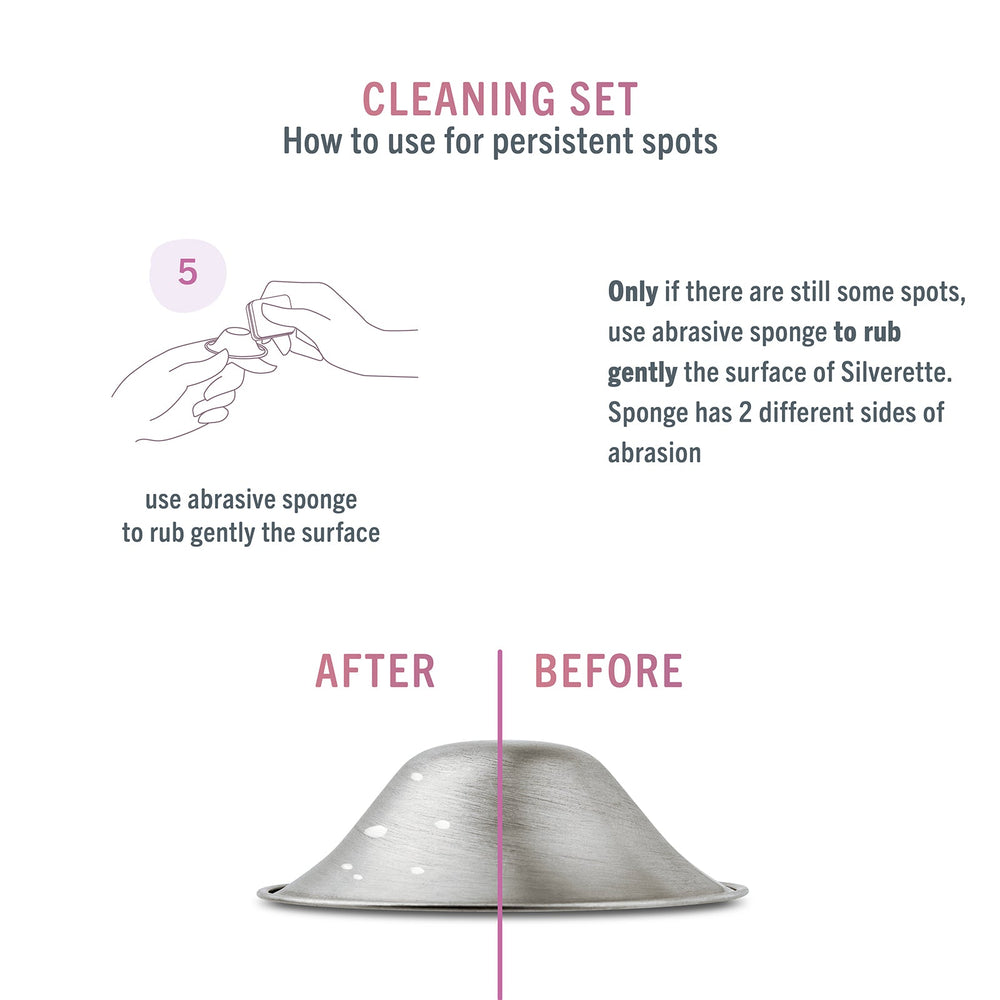 How to use the Silverette Cleaning Set for persistent spots, with a before-and-after of a tarnished silver nursing cup