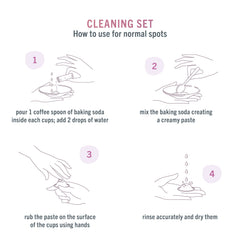 Step-by-step guide to cleaning Silverette silver nursing cups with baking soda and cotton gauze
